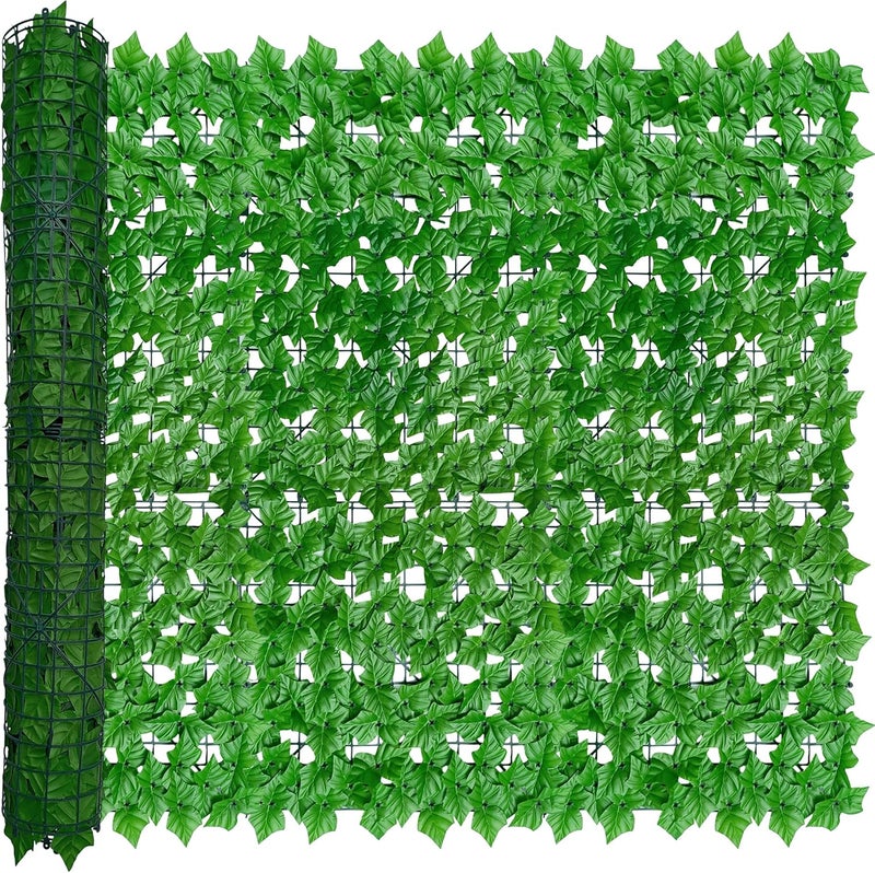 ODTORY Artificial Ivy Privacy Fence Wall Screen: 48X120 in UV-Anti Faux Greenery Backdrop Ivy Vine Leaf Hedges Fence Panels for Patio, Balcony, Garden, Backyard Indoor Outdoor Light Green Decor - Image 1